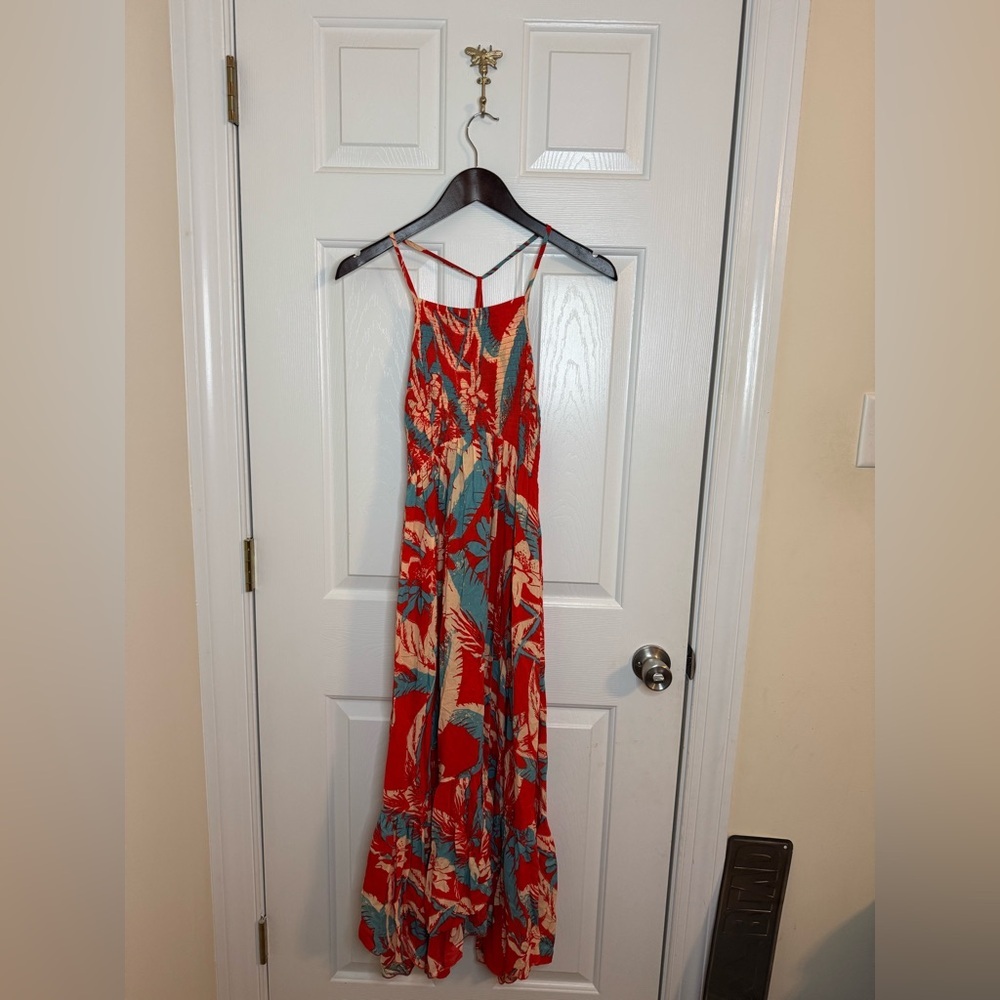 Free People dress size small pink red blue heat wave midi